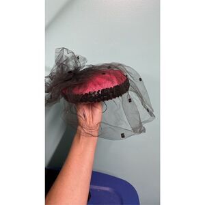 Georgi Straw Pill Box Hat Sequined Veil